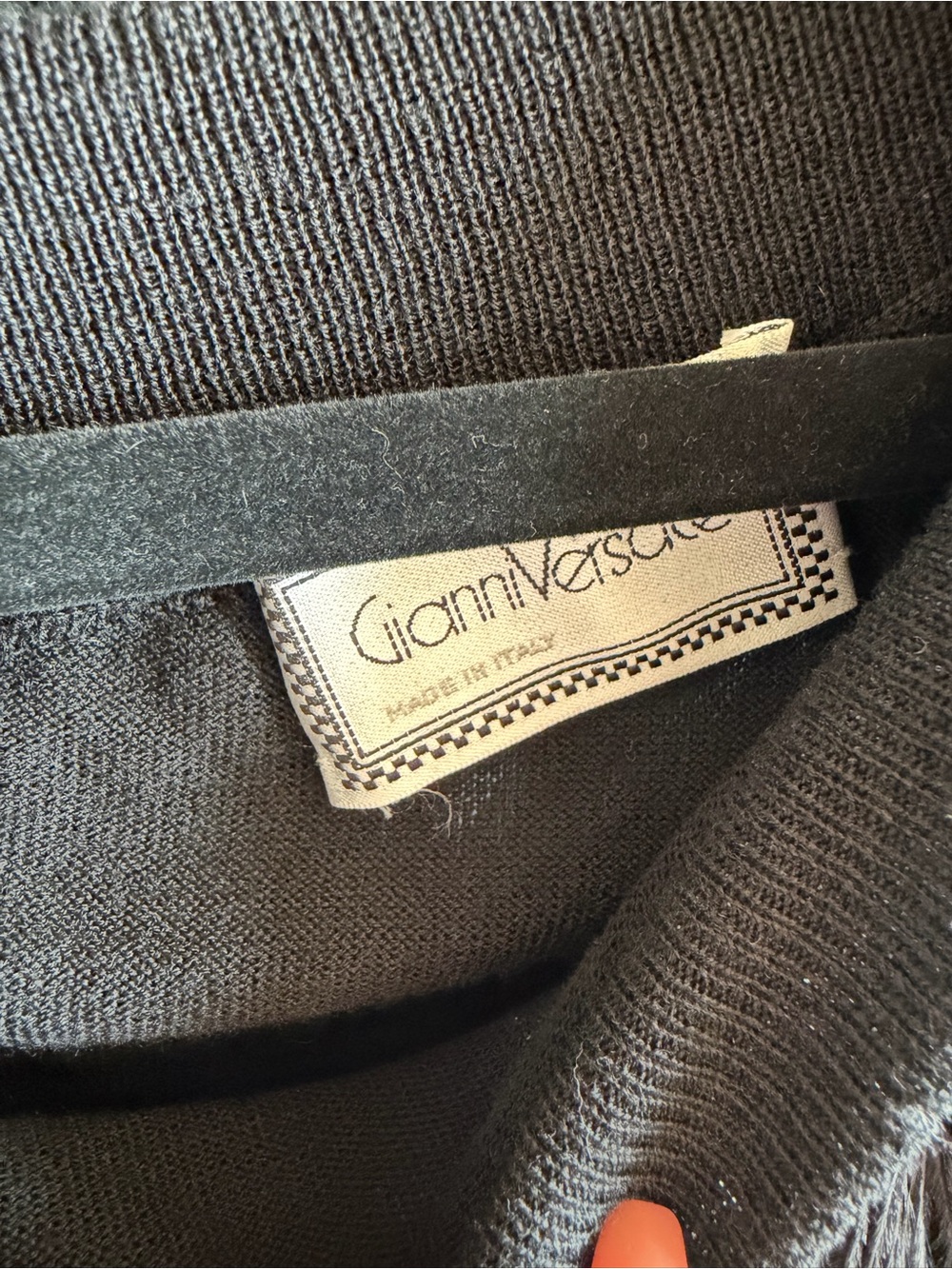 Gianne Versace Vintage Black Feather-Trim Knit Sweater - Picture 4 of 4